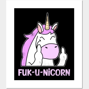 Pink Unicorn Middle Finger Posters and Art